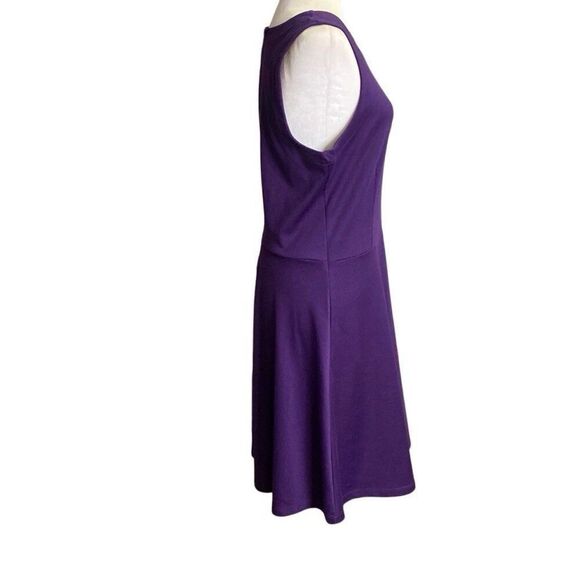 Old Navy Dress Jersey Knit Fit & Flare Purple Back Zip Sleeveless Women’s Large - Picture 4 of 6